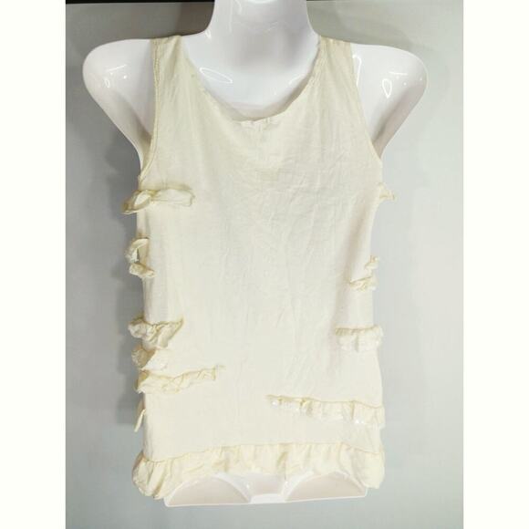 J. Crew Layering Cream Tiered Ruffle Sequin Scoop Neck Tank Top Blouse Size XS - Picture 7 of 10